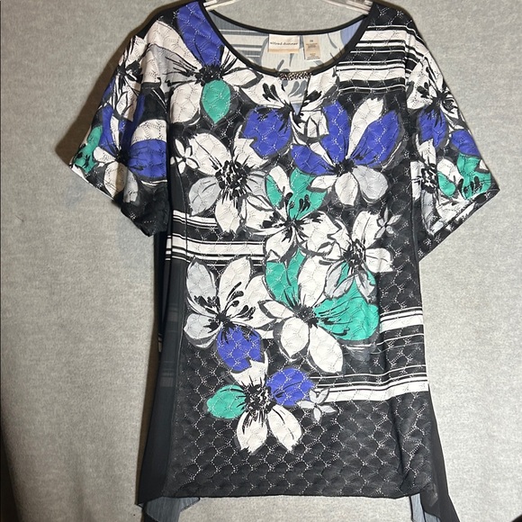 Alfred Dunner Tops - ALFRED DUNNER Tropical Cruise Vacation Spring Summer Cool Oversized Floral Top